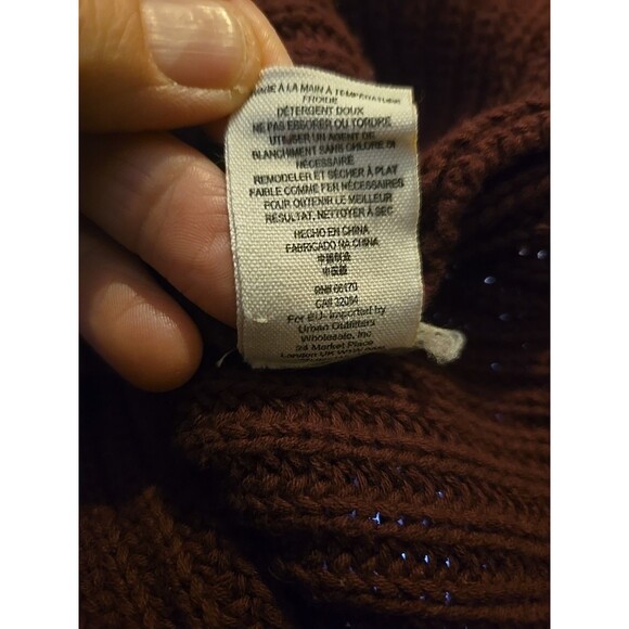 Free People XS Chunky Damsel Bell Sleeve Knit Sweater Cropped Wine Purple - Picture 9 of 9